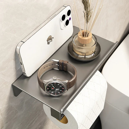 Stainless Steel Bathroom Paper Holder Wall Mount  Toilet Roll Stand WC Paper Towel Holder with Phone Slot for Home Us