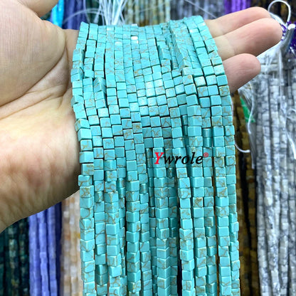4x4mm Square Natural Stone Green Phoenix Jasper Loose Spacer Beads for Jewelry Making Diy Earrings Bracelet Charms Accessories