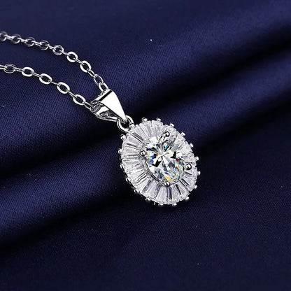 NEW 925 Sterling Silver Necklace For Women Round Pendent Sparkling Pave CZ Necklace Fashion Anniversary Birthday Jewelry Gifts