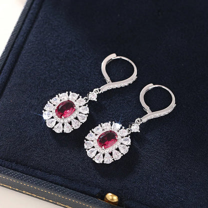 2026 New European and American Earrings Women's Elliptical Flower Inlaid with Zircon Decoration Sunflower Light Luxury Jewelry