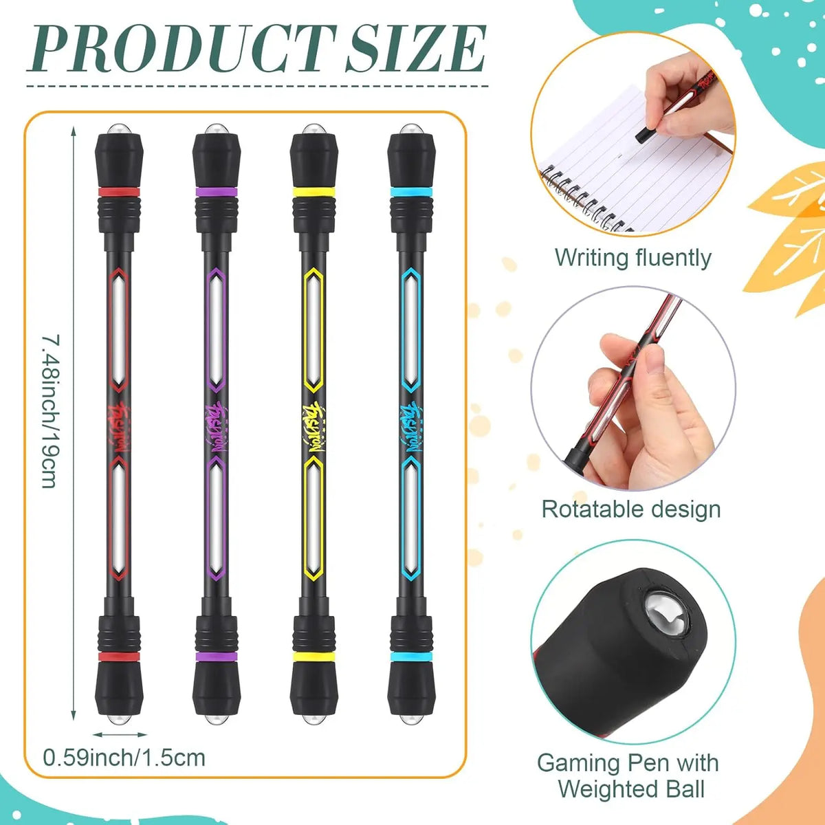 4/1Pcs Stress Relief Spinner Pen Adult Kids Antistress Spinning Pen Fidget Spinner Anti-slip Hand Spinner Stress Toy Ballpoint