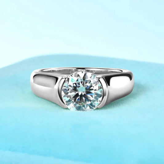OXTAO D VVS1 8mm 2ct Moissanite Diamond Solitiare Rings Female Jewelry Real S925 Silver Engagement Wedding Band Bezel Setting