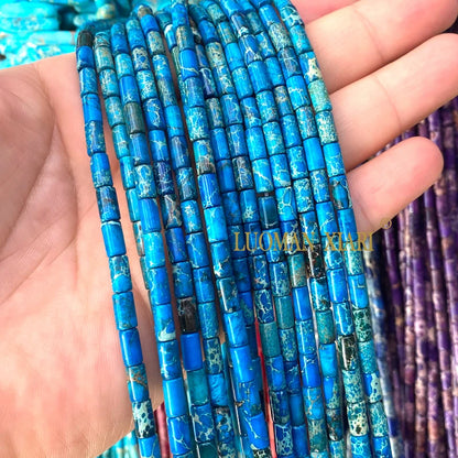 4x9mm Square Cylinder Natural Stone Sea Sediment Jasper Turquoise Spacer Beads for Jewelry Making Diy Bracelets Accessories