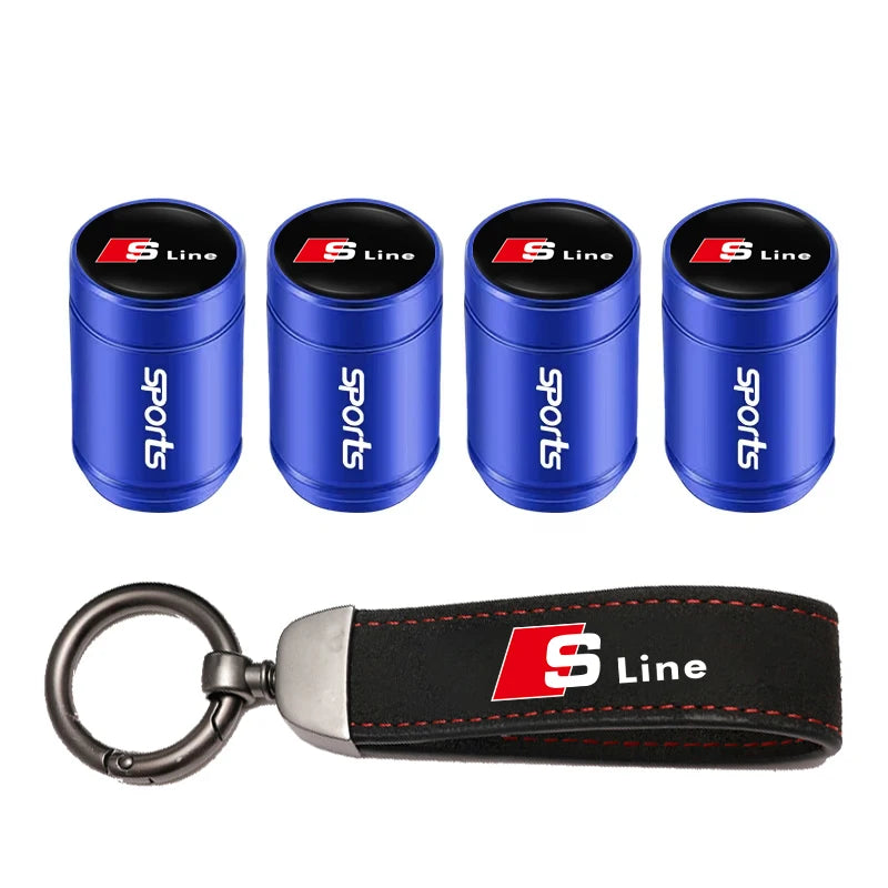 Audi Car Tire Wheel Valve Caps Cover/Car Key Chain Ring Keychain For Audi Sline A1 A2 A3 A4 A5 A6 A7 A8 Q1 Q2 Q3 Q4 Q5 Q6 Q7 Q8