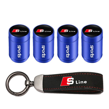 Audi Car Tire Wheel Valve Caps Cover/Car Key Chain Ring Keychain For Audi Sline A1 A2 A3 A4 A5 A6 A7 A8 Q1 Q2 Q3 Q4 Q5 Q6 Q7 Q8