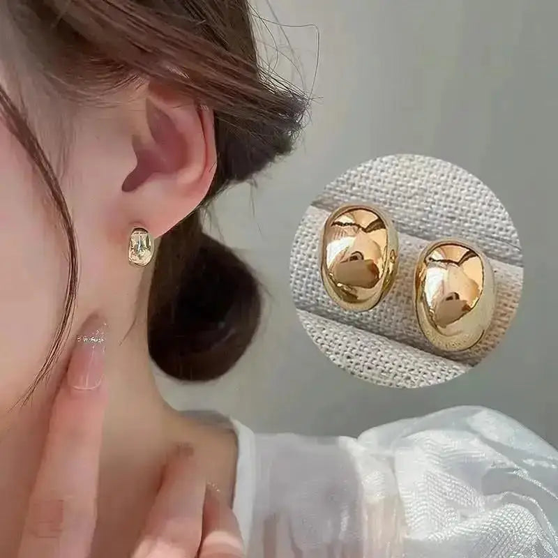 925 Silver Needle Korean Big Elegant Earrings For Woman Metal Jewelry 2026 Trending Vintage Geometric Women's Earrings Z40