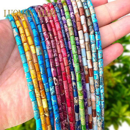 4x9mm Square Cylinder Natural Stone Sea Sediment Jasper Turquoise Spacer Beads for Jewelry Making Diy Bracelets Accessories