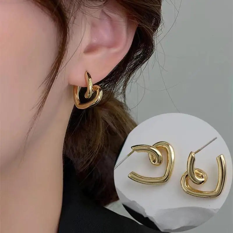 925 Silver Needle Korean Big Elegant Earrings For Woman Metal Jewelry 2026 Trending Vintage Geometric Women's Earrings Z40