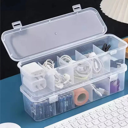 Transparent Cable Storage Box, Compartment Organizer With Lid, Dust-Proof Tidy For Use In Office And Home