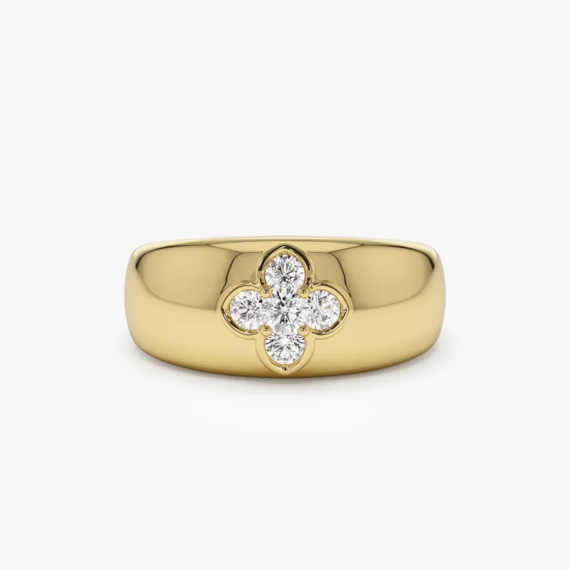 Chunky Dome Statement Ring for Women 925 Sterling Silver Thick Stackable Bands Moissanite Ring Wedding Anniversary Jewelry