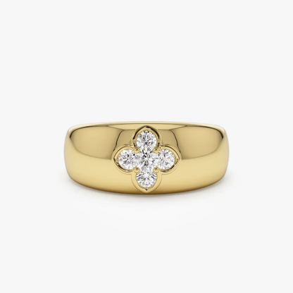 Chunky Dome Statement Ring for Women 925 Sterling Silver Thick Stackable Bands Moissanite Ring Wedding Anniversary Jewelry