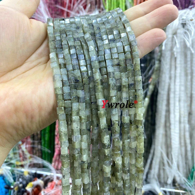 4x4mm Square Natural Stone Green Phoenix Jasper Loose Spacer Beads for Jewelry Making Diy Earrings Bracelet Charms Accessories