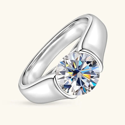 OXTAO D VVS1 8mm 2ct Moissanite Diamond Solitiare Rings Female Jewelry Real S925 Silver Engagement Wedding Band Bezel Setting