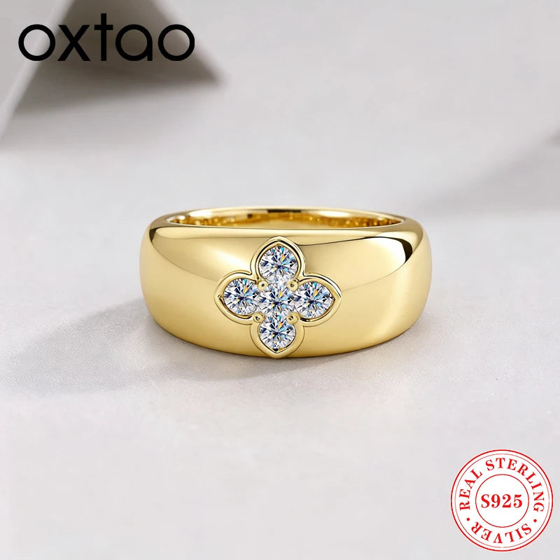 Chunky Dome Statement Ring for Women 925 Sterling Silver Thick Stackable Bands Moissanite Ring Wedding Anniversary Jewelry