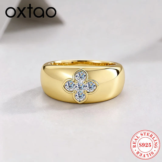 Chunky Dome Statement Ring for Women 925 Sterling Silver Thick Stackable Bands Moissanite Ring Wedding Anniversary Jewelry