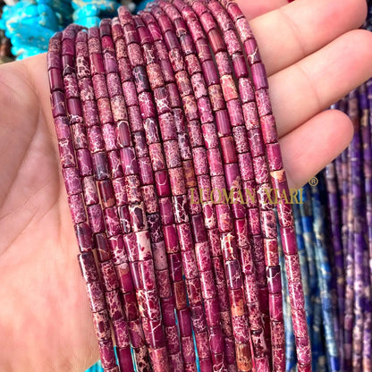 4x9mm Square Cylinder Natural Stone Sea Sediment Jasper Turquoise Spacer Beads for Jewelry Making Diy Bracelets Accessories