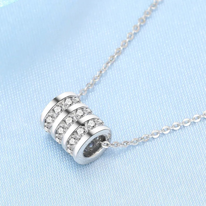 NEW 925 Sterling Silver Necklace For Women Round Pendent Sparkling Pave CZ Necklace Fashion Anniversary Birthday Jewelry Gifts
