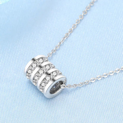 NEW 925 Sterling Silver Necklace For Women Round Pendent Sparkling Pave CZ Necklace Fashion Anniversary Birthday Jewelry Gifts