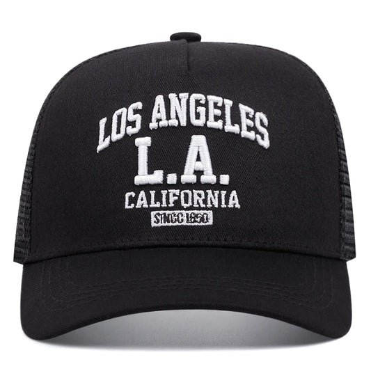LOS ANGELES embroidered men's and women's outdoor sports event cap American trucker net hat trend fashion