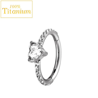 G23 Titanium Daith Helix Piercing Earrings Nasal Septum Clicker Hoop Zircon Nose Rings Cartilage Tragus Percing Body Jewelry 16G