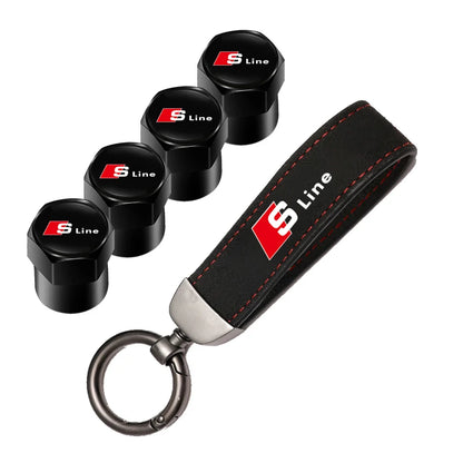 Audi Car Tire Wheel Valve Caps Cover/Car Key Chain Ring Keychain For Audi Sline A1 A2 A3 A4 A5 A6 A7 A8 Q1 Q2 Q3 Q4 Q5 Q6 Q7 Q8