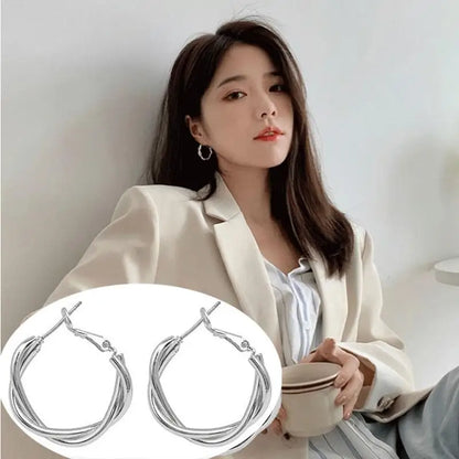 925 Silver Needle Korean Big Elegant Earrings For Woman Metal Jewelry 2026 Trending Vintage Geometric Women's Earrings Z40