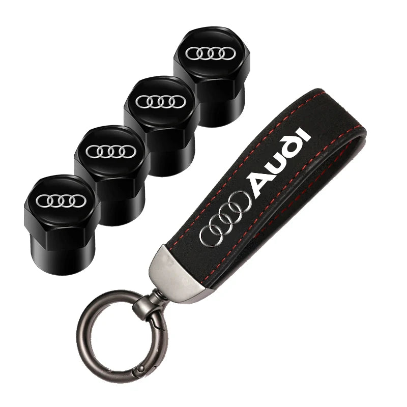 Audi Car Tire Wheel Valve Caps Cover/Car Key Chain Ring Keychain For Audi Sline A1 A2 A3 A4 A5 A6 A7 A8 Q1 Q2 Q3 Q4 Q5 Q6 Q7 Q8