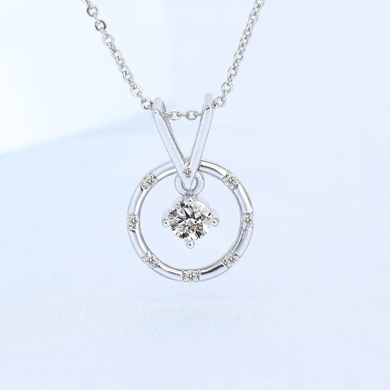 NEW 925 Sterling Silver Necklace For Women Round Pendent Sparkling Pave CZ Necklace Fashion Anniversary Birthday Jewelry Gifts