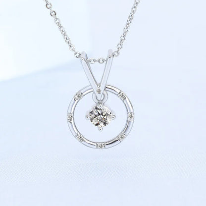 NEW 925 Sterling Silver Necklace For Women Round Pendent Sparkling Pave CZ Necklace Fashion Anniversary Birthday Jewelry Gifts