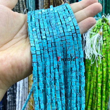 4x4mm Square Natural Stone Green Phoenix Jasper Loose Spacer Beads for Jewelry Making Diy Earrings Bracelet Charms Accessories