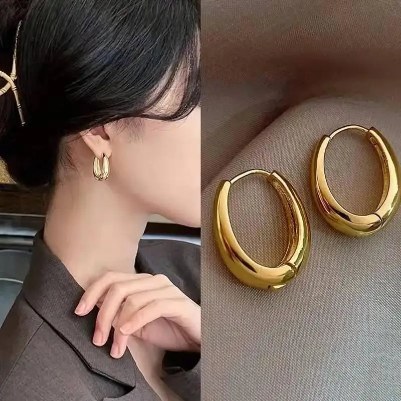 925 Silver Needle Korean Big Elegant Earrings For Woman Metal Jewelry 2026 Trending Vintage Geometric Women's Earrings Z40