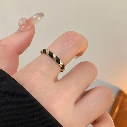 Exquisite Black Agate Vinatge Style Fine Jewelry Luxury Daily rings Couple Style Stacked Ring Engagement Wedding Opening