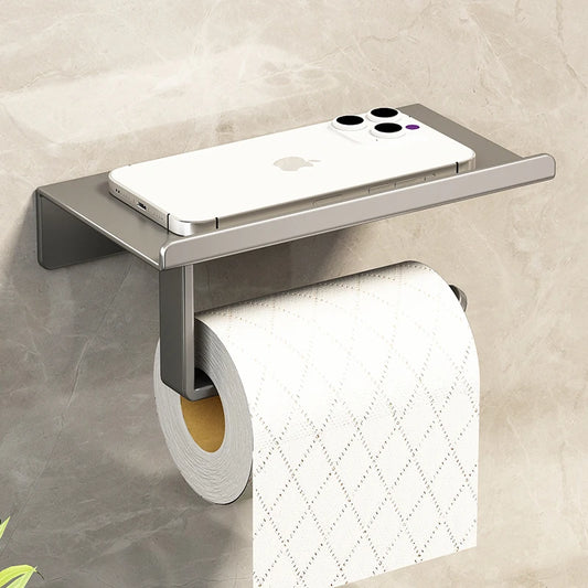 Stainless Steel Bathroom Paper Holder Wall Mount  Toilet Roll Stand WC Paper Towel Holder with Phone Slot for Home Us