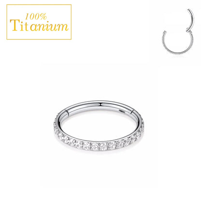 G23 Titanium Daith Helix Piercing Earrings Nasal Septum Clicker Hoop Zircon Nose Rings Cartilage Tragus Percing Body Jewelry 16G