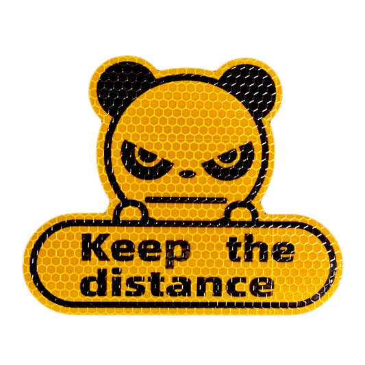 1pcs Keep Distance Reflective Stickers Panda Stickers Fluorescent Yellow Green Hexagon Honeycomb Cartoon Car Decoration Stickers