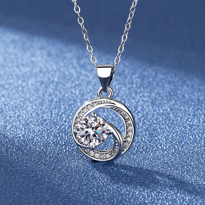 NEW 925 Sterling Silver Necklace For Women Round Pendent Sparkling Pave CZ Necklace Fashion Anniversary Birthday Jewelry Gifts