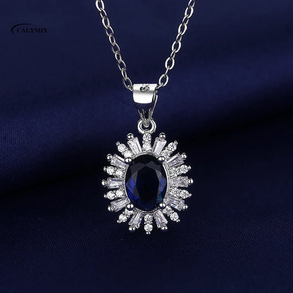 NEW 925 Sterling Silver Necklace For Women Round Pendent Sparkling Pave CZ Necklace Fashion Anniversary Birthday Jewelry Gifts