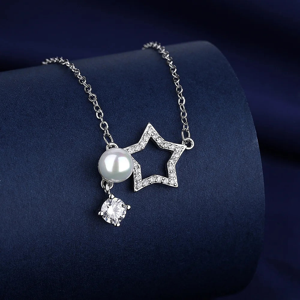 NEW 925 Sterling Silver Necklace For Women Round Pendent Sparkling Pave CZ Necklace Fashion Anniversary Birthday Jewelry Gifts