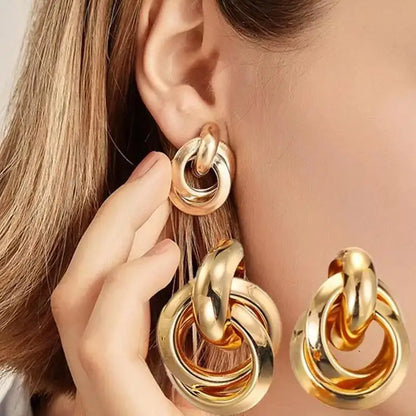 925 Silver Needle Korean Big Elegant Earrings For Woman Metal Jewelry 2026 Trending Vintage Geometric Women's Earrings Z40