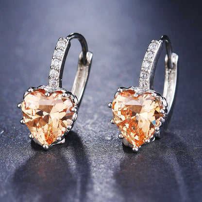 SUGO Classic Fashion Cost-effective Heart-shape High Quality Zirconia Hoop Earrings for Trend Women Lovely Birthday Jewelry Gift