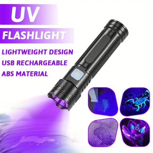 USB Rechargeable Mini UV Flashlight Multifunctional Black Light Lamp UV Torch for Pet Urine Stains Scorpions Resin Curing