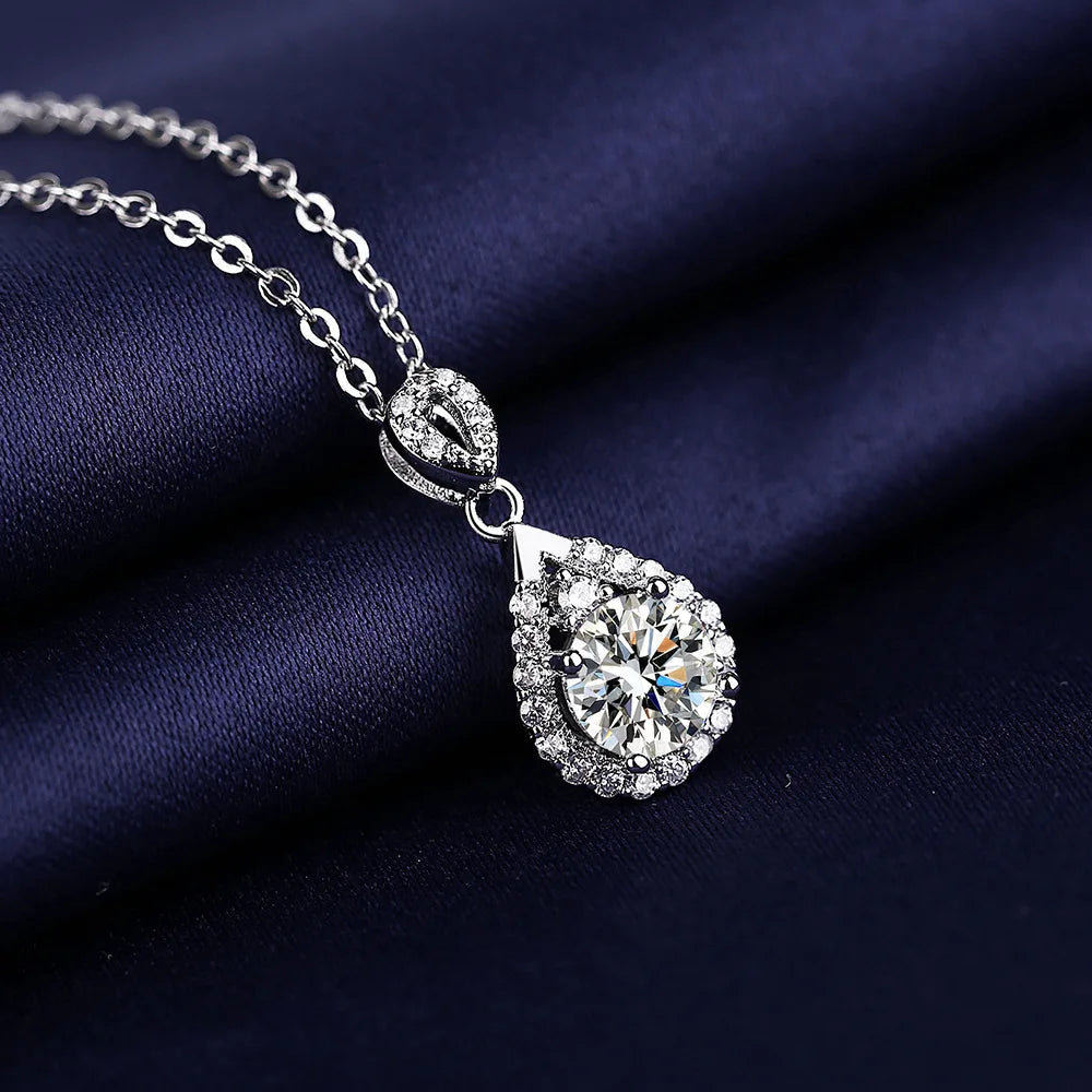 NEW 925 Sterling Silver Necklace For Women Round Pendent Sparkling Pave CZ Necklace Fashion Anniversary Birthday Jewelry Gifts